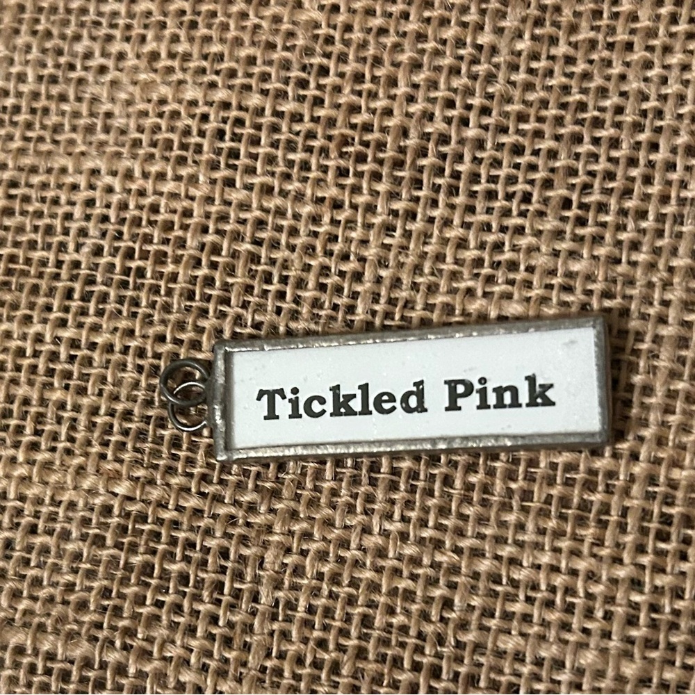"Tickled Pink" Soldered rectangle Pendant for Necklace